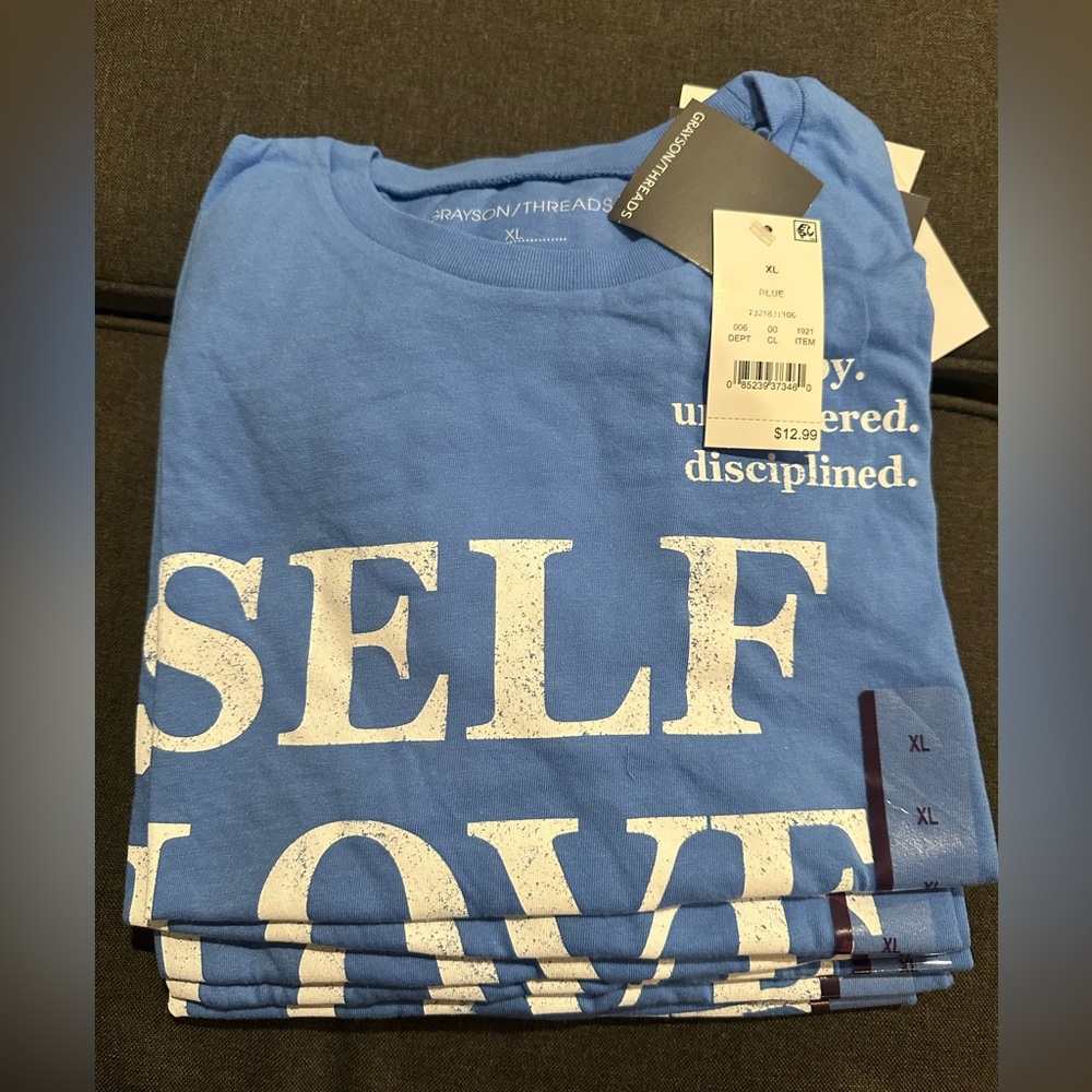 “New 3pcs” Grayson Threads Blue 'SELF LOVE' Tee XL for bigkids